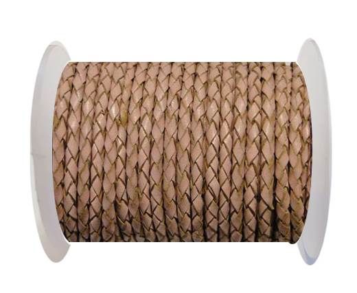 Round Braided Leather Cord SE/B/2006 -Salmon - 3mm