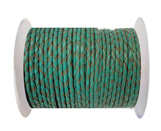 Round Braided Leather Cord SE/B/2007-Sea blue - 3mm