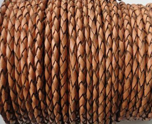 Round Braided Leather Cord SE/B/2011-Pumpkin - 5mm