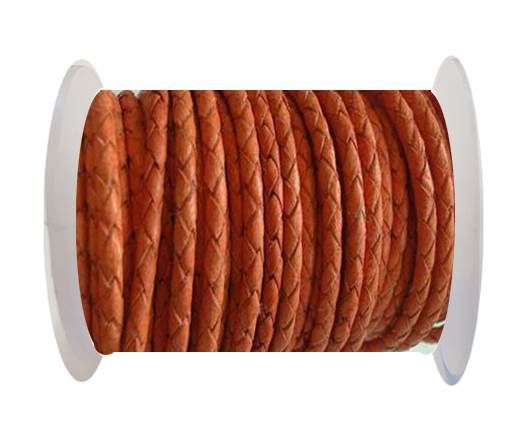 Round Braided Leather Cord SE/B/Neon Orange-3mm
