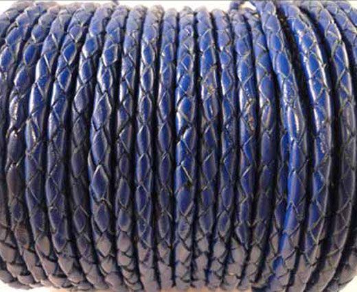 Round Braided Leather Cord SE/Dark Blue-5mm