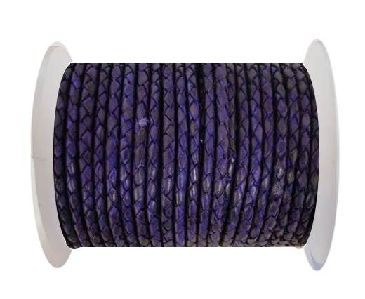 Round Braided Leather Cord SE/DB/Violet-3mm