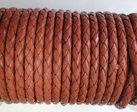 Round Braided Leather Cord SE/B/08-Coral - 5mm