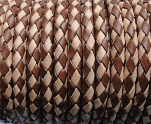 Round Braided Leather Cord SE/B/29-Brown-Natural - 5mm