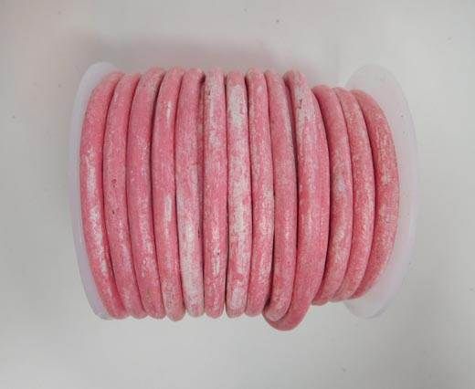 Round Leather Cord - Distressed  Vintage Pink-5mm
