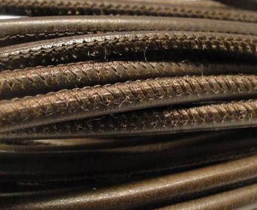 Round stitched nappa leather cord Dark Brown-4mm