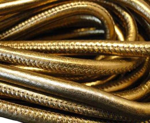 Round stitched nappa leather cord Dark Gold-4mm