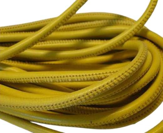 Round stitched nappa leather cord Lime-4mm