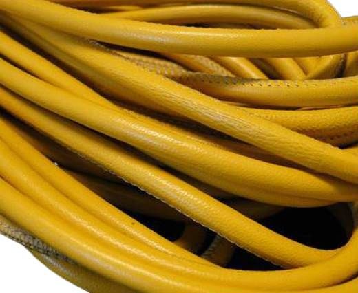 Round stitched nappa leather cord Yellow-4mm