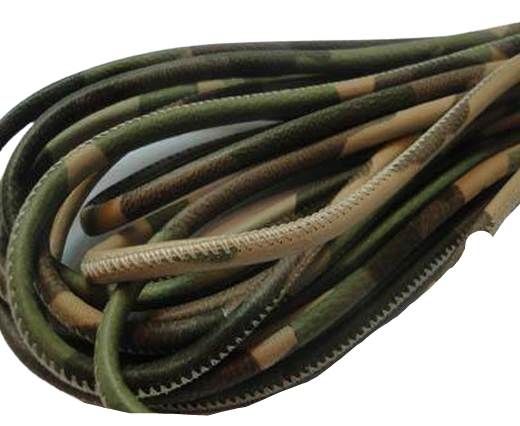 Round stitched nappa leather cord Camouflage -4mm