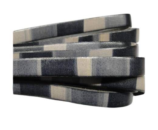 Flat Leather Cord-10mm-Stripes grey
