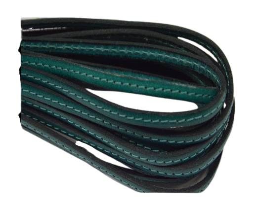 Flat leather Italian with stitch - 5 mm - turquoise