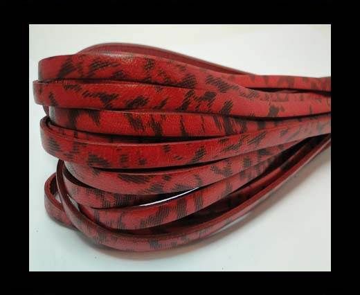 Flat leather with with spots-5MM-Red with black