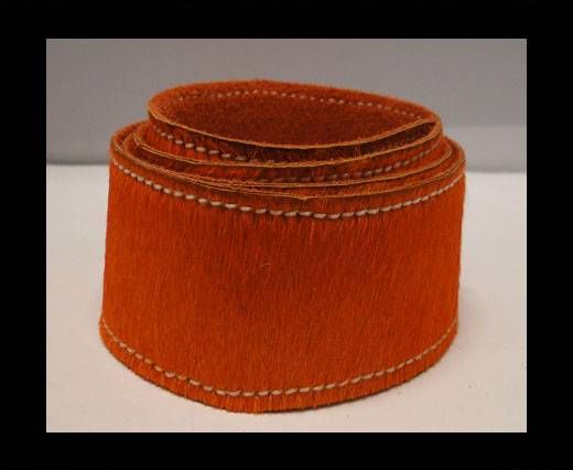 Hair-On Leather Belts-Orange-40mm