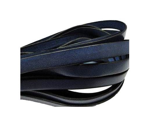 Italian Flat Leather-Black Edges - Dark Blue