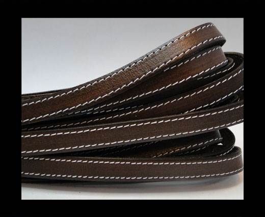 Italian Flat Leather- Brown with white stitches