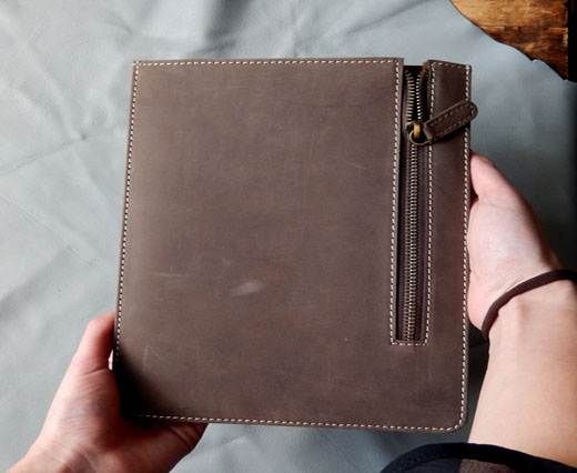 LeatherCase31  -Tablet Casee With Zip - Dark Taupe