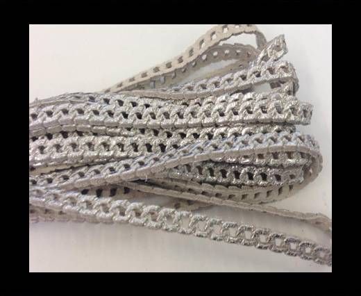 Nappa Leather - chain style - 5mm - Silver Metallic