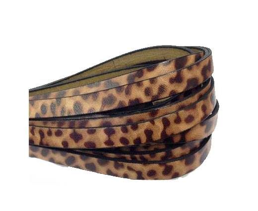 Italian Flat Leather 10mm by 2mm-Leopard Marrone