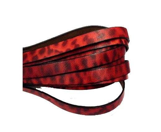 Italian Flat Leather 10mm by 2mm-Leopard Red