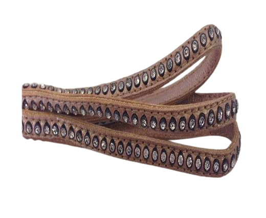 Real Nappa Flat Leather with swarovski crystals-6mm-Rose Gold