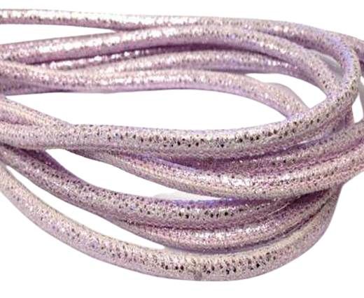 Round stitched nappa leather cord 4mm-Dot Rose Lamina