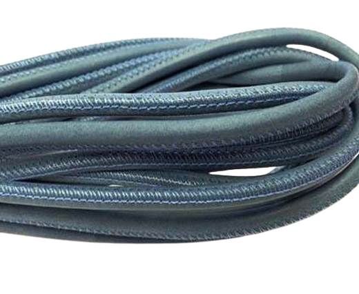 Round stitched nappa leather cord 4mm-Jeans Blue