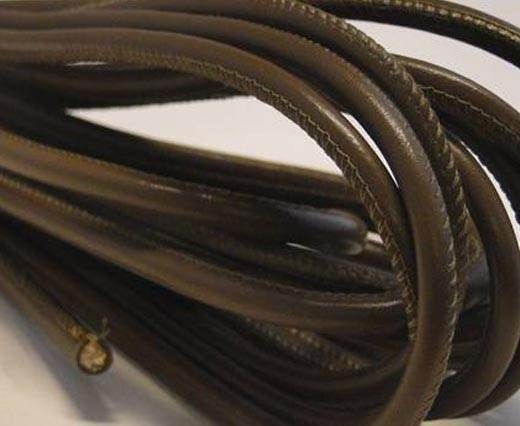 Round stitched nappa leather cord Brown Dark Grey-6mm