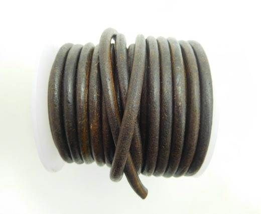 Round Leather Cord - Vintage Brown1 -5mm