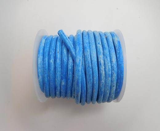 Round Leather Cord - Vintage Sky Blue -5mm