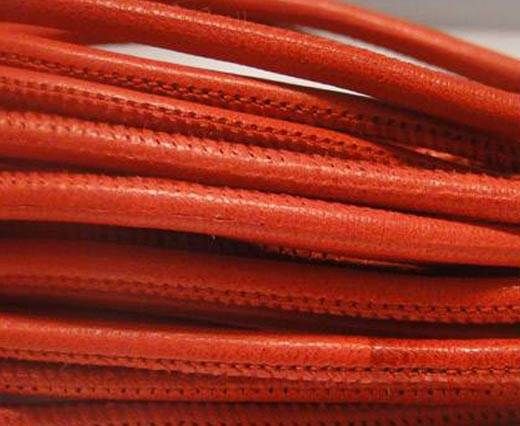 Round stitched nappa leather cord Snake-style -Dark Red -4mm