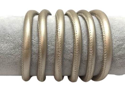 Round stitched nappa leather cord-6mm-Platinum