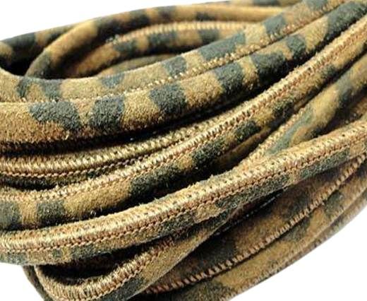 Round stitched nappa leather cord 4mm-Brown Leopard