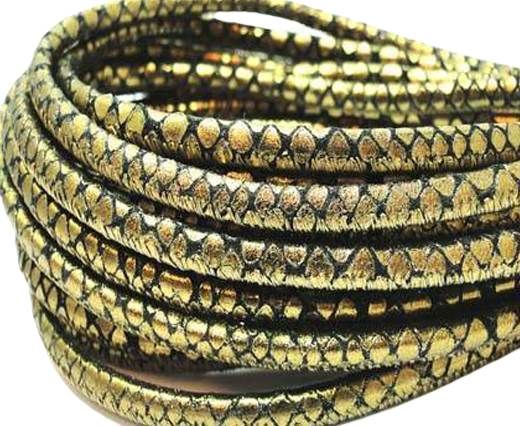 Round stitched nappa leather cord 4mm-Pyton bronze