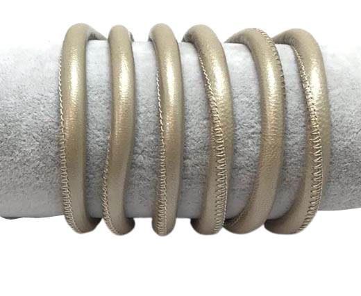 Round stitched nappa leather cord Light Beige-6mm
