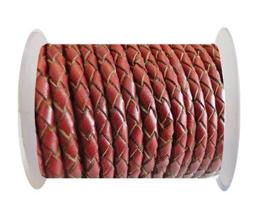 Round Braided Leather Cord SE/B/2021-Red Wine-4mm