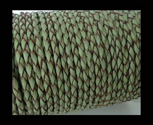 Round Braided Leather Cord SE/B/718-Asparagus-natural edges - 3m