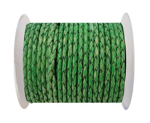 Round Braided Leather Cord SE/PB/01-Vintage Moss Green-4mm