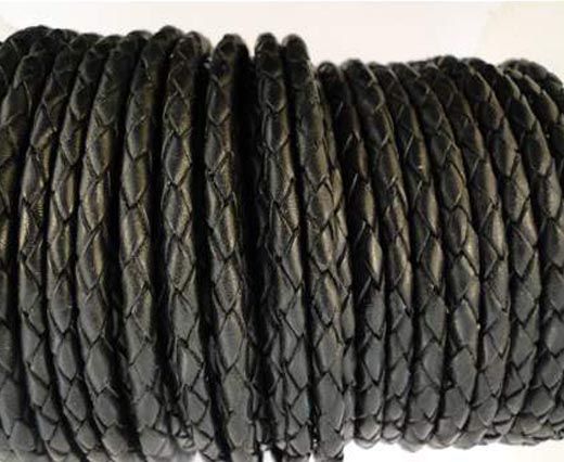 Round Braided Leather Cord SE/B/02-Black - 5mm
