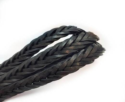 Flat braided cord - 15mm  - Vintage Black