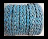 10mm Flat Braided- SE BLUE WITH WHITE BASE  - 5 ply braided Leat