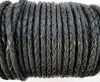 Round Braided Leather Cord SE/B/20-Coal - 5mm