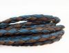 Braided leather with cotton - Blue AND Brown - 4mm