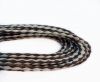 Braided leather with cotton - Brown AND white - 4mm