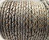 Round Braided Leather Cord SE/B/2026-Dark Grey - 5mm