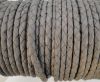 Round Braided Leather Cord SE/B/717-Light Grey - 5mm