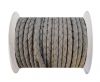 Round Braided Leather Cord SE/B/717-Light Grey - 3mm