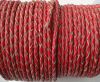 Round Braided Leather Cord SE/B/06-Red-natural edges - 5mm