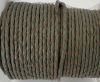 Round Braided Leather Cord SE/B/Khakhi-natural edges-5mm