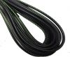 Round Stitched Nappa Leather Cord-4mm-black with green stitch